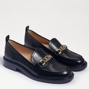 Sam Edelman Black Loafers with Gold Accents